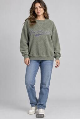 Vintage Gap Classic Fleece Sweatshirt XXL Olive Green Embroidered Logo Pullover